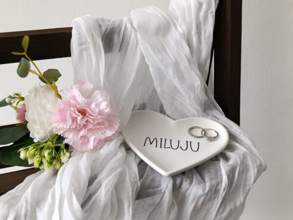 Podnos porcelánový srdce "miluju"