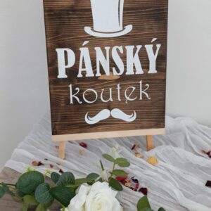 Cedule pánský koutek - tmavé dřevo