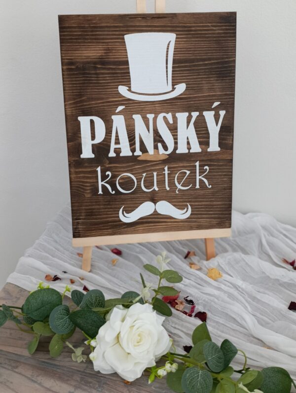 Cedule pánský koutek - tmavé dřevo