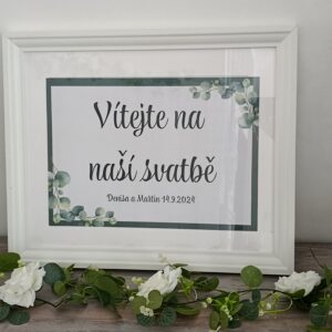 Rám bílý uvítací cedule