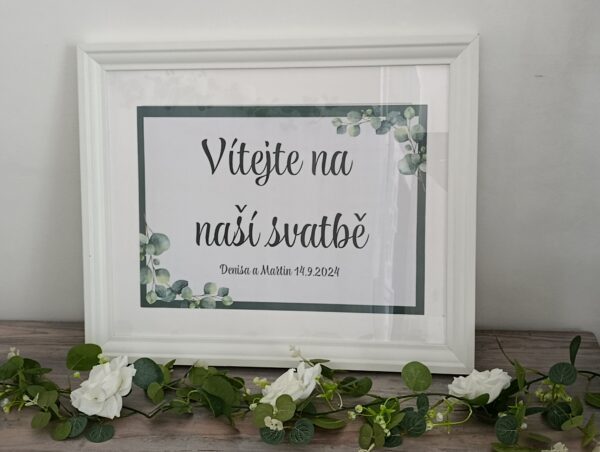 Rám bílý uvítací cedule