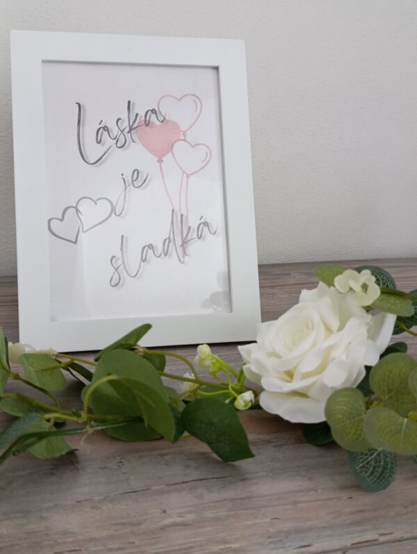 Rámeček bílý láska je sladká