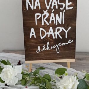 Cedule na vaše přání a dary - tmavé dřevo