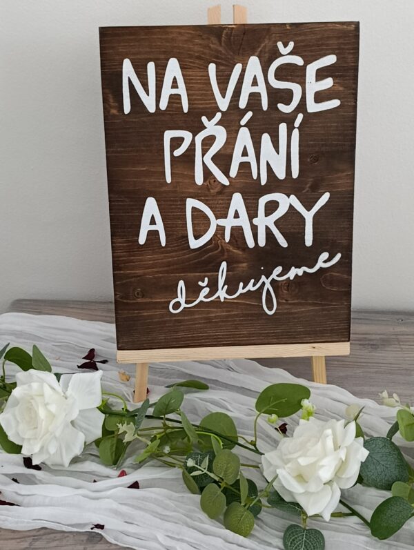 Cedule na vaše přání a dary - tmavé dřevo